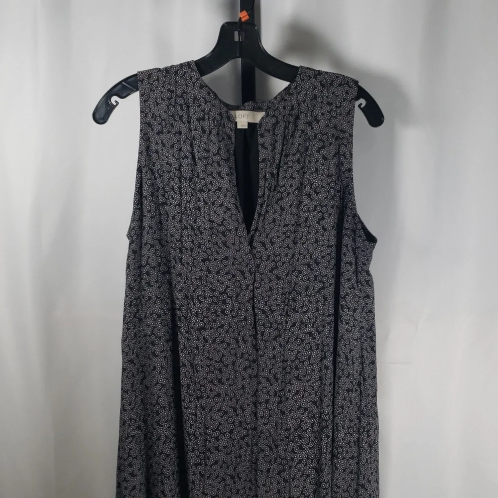 LOFT Black Sleeveless Above-the-Knee Dress - SZ L  - Missing Belt - Picture 2 of 8